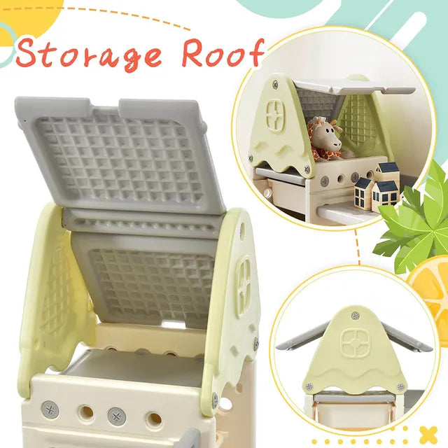 Little Angel Toys Organizer Cabinet With 14 Bins & Hook - Green/White