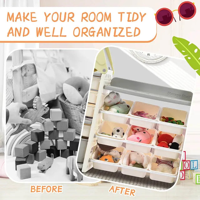 Little Angel Toys Organizer Cabinet With 14 Bins & Hook - Green/White