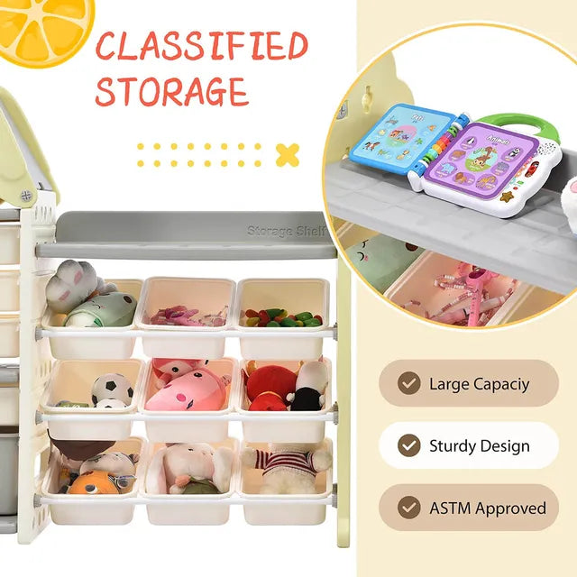 Little Angel Toys Organizer Cabinet With 14 Bins & Hook - Green/White