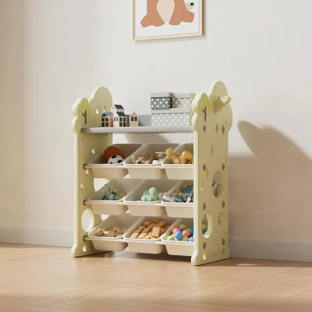 Little Angel Toys Organizer Cabinet With 9 Bins & Hook - Green/White