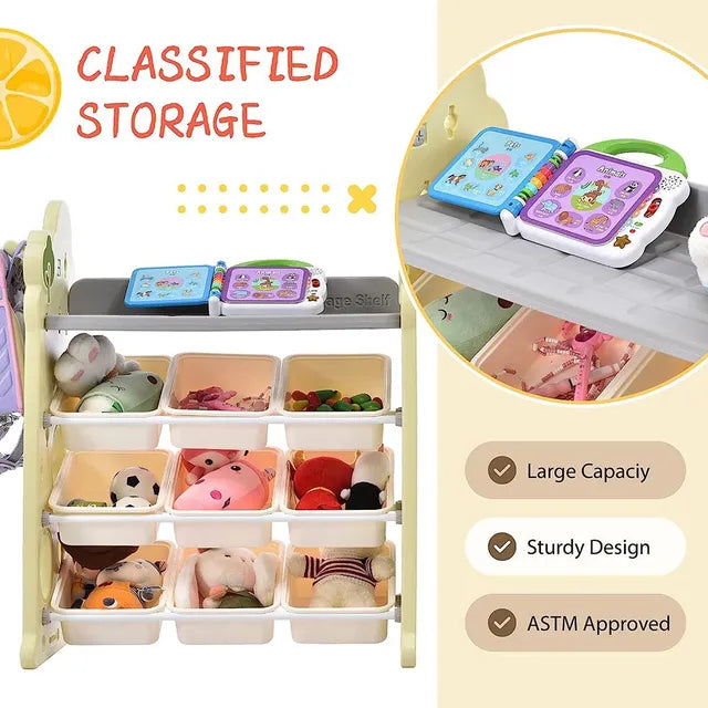 Little Angel Toys Organizer Cabinet With 9 Bins & Hook - Green/White