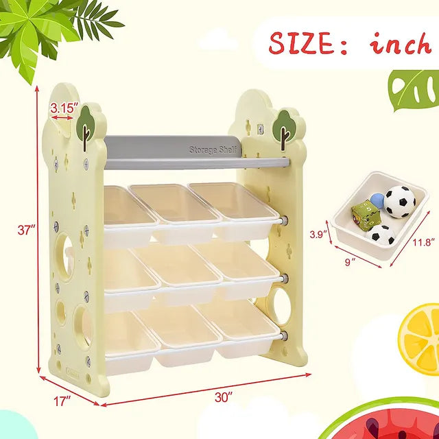Little Angel Toys Organizer Cabinet With 9 Bins & Hook - Green/White