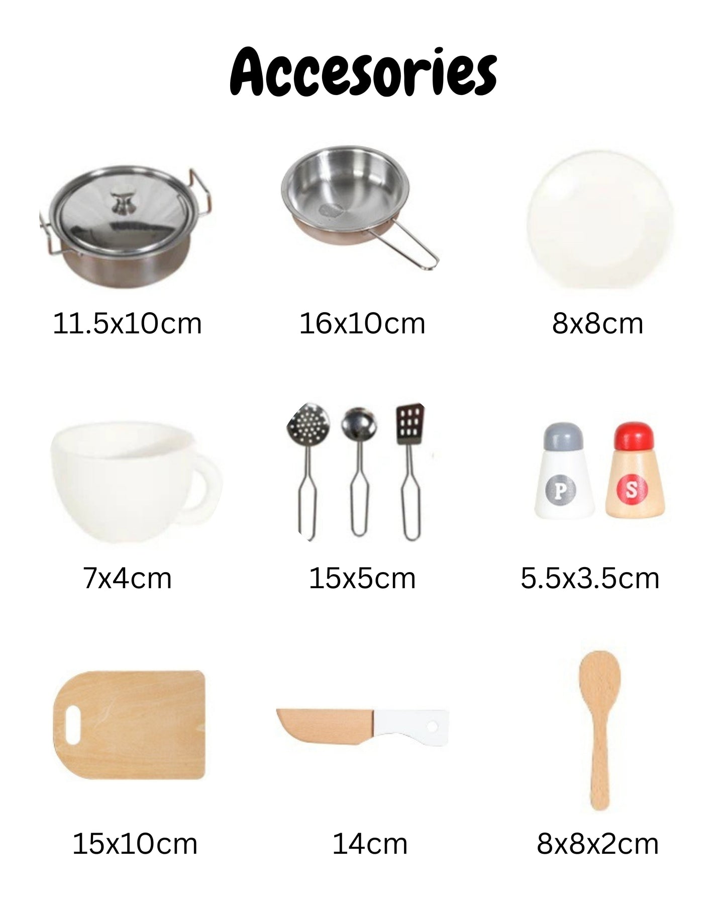 Little Angel - Kids Wooden Kitchen Playset With Accessories & Pretend Cooking