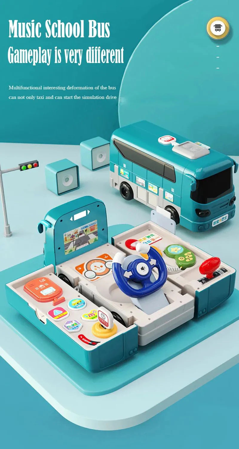 Little Angel – Kids Toy Educational Learning School Bus W/ Steering Wheel - Multicolor