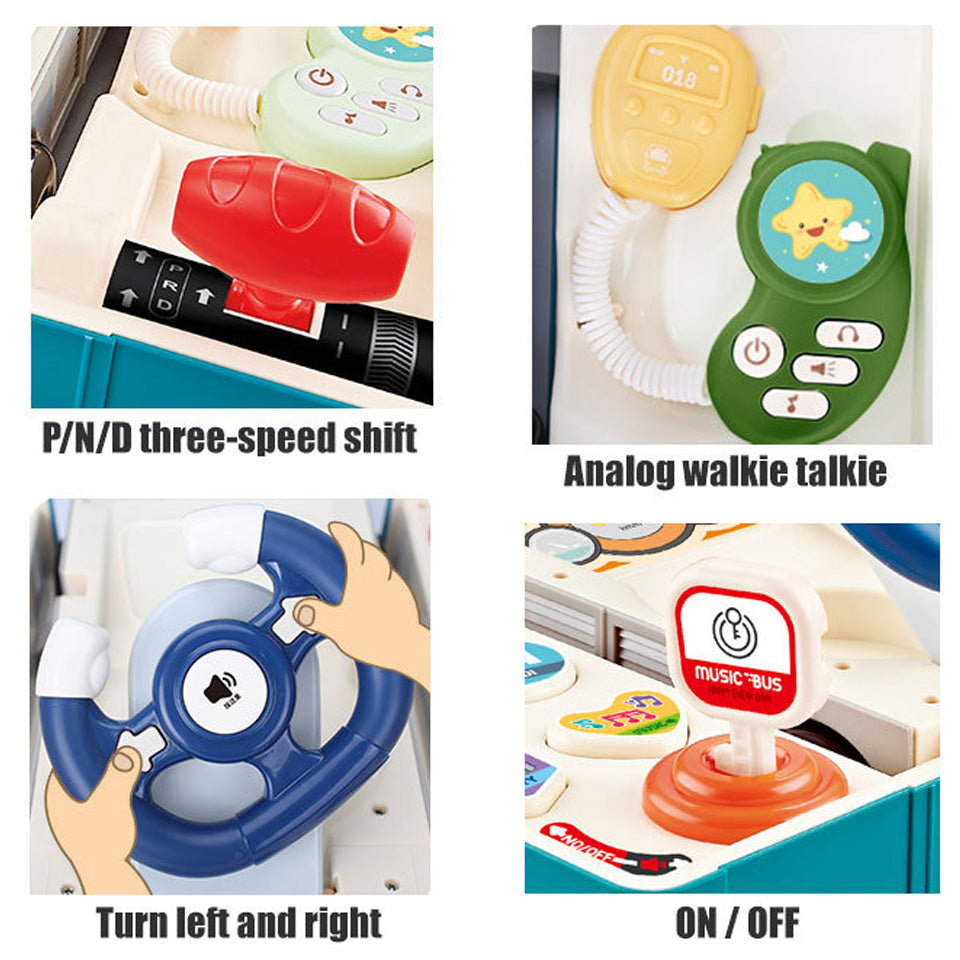 Little Angel – Kids Toy Educational Learning School Bus W/ Steering Wheel - Multicolor