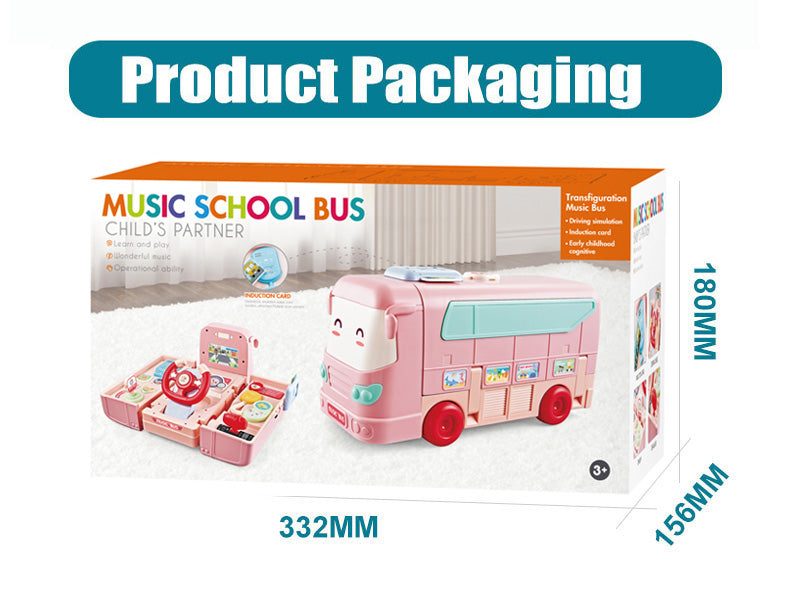 Little Angel – Kids Toy Educational Learning School Bus W/ Steering Wheel - Multicolor