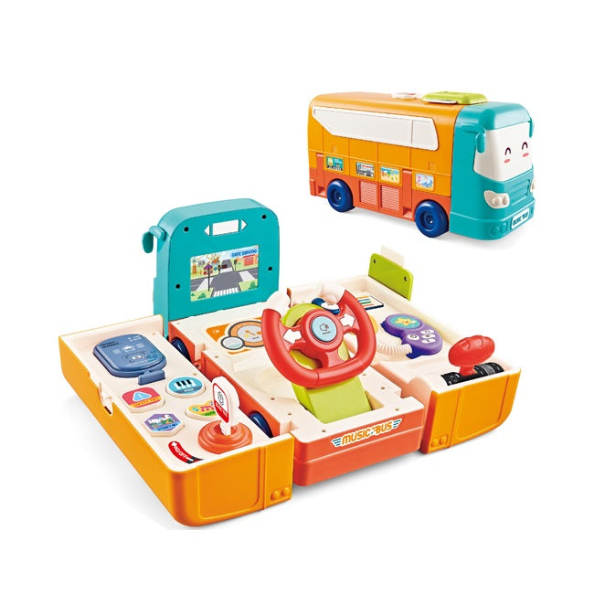 Little Angel – Kids Toy Educational Learning School Bus W/ Steering Wheel - Multicolor