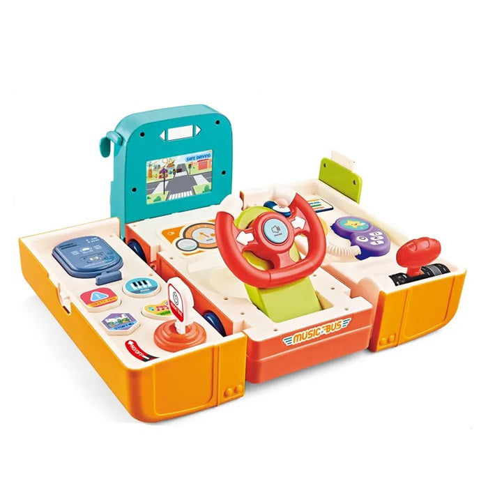 Little Angel – Kids Toy Educational Learning School Bus W/ Steering Wheel - Multicolor