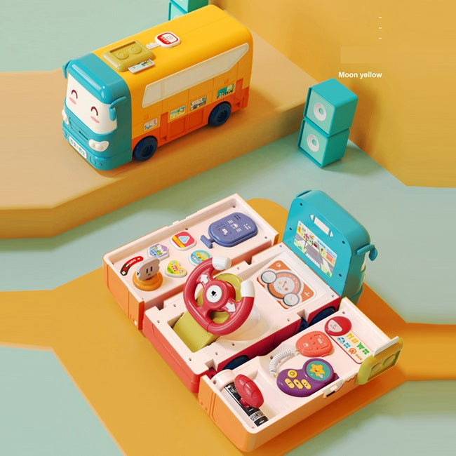 Little Angel – Kids Toy Educational Learning School Bus W/ Steering Wheel - Multicolor