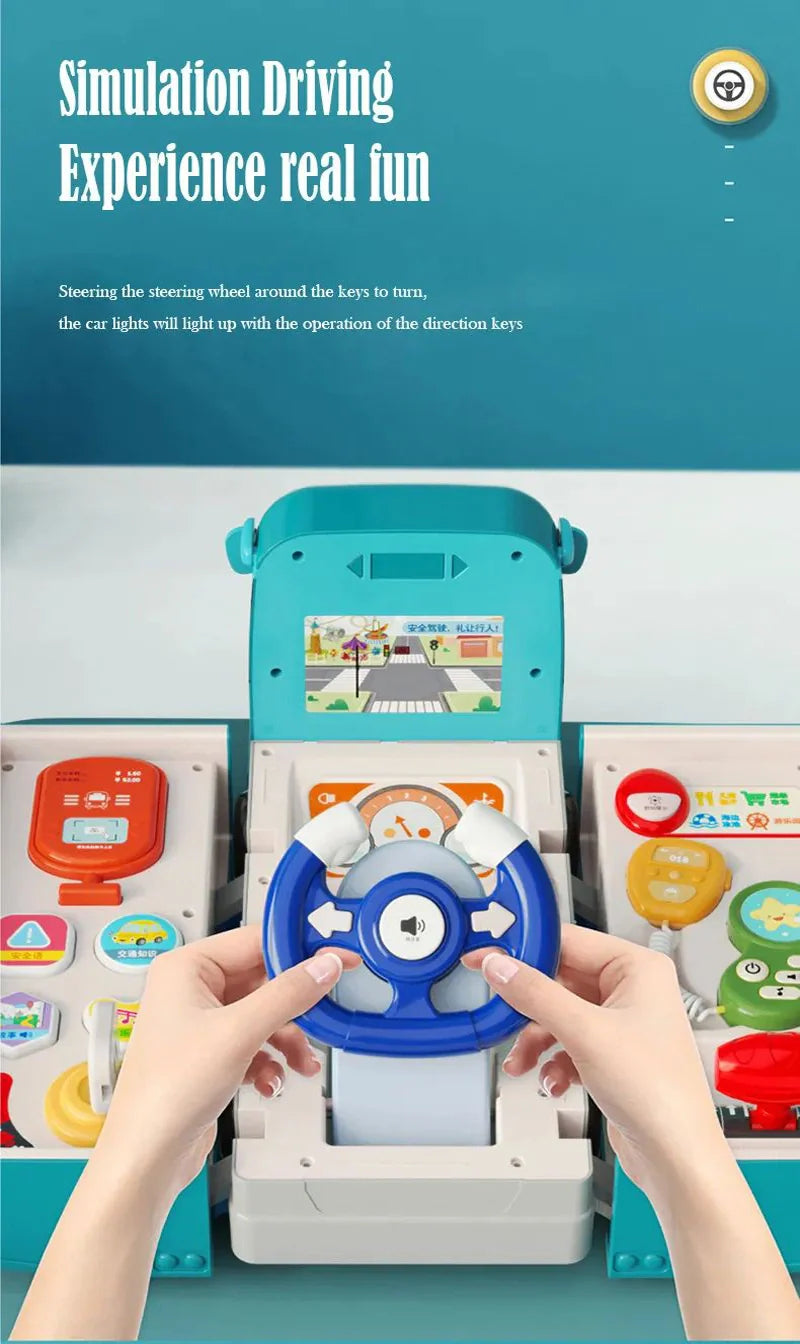 Little Angel – Kids Toy Educational Learning School Bus W/ Steering Wheel - Multicolor