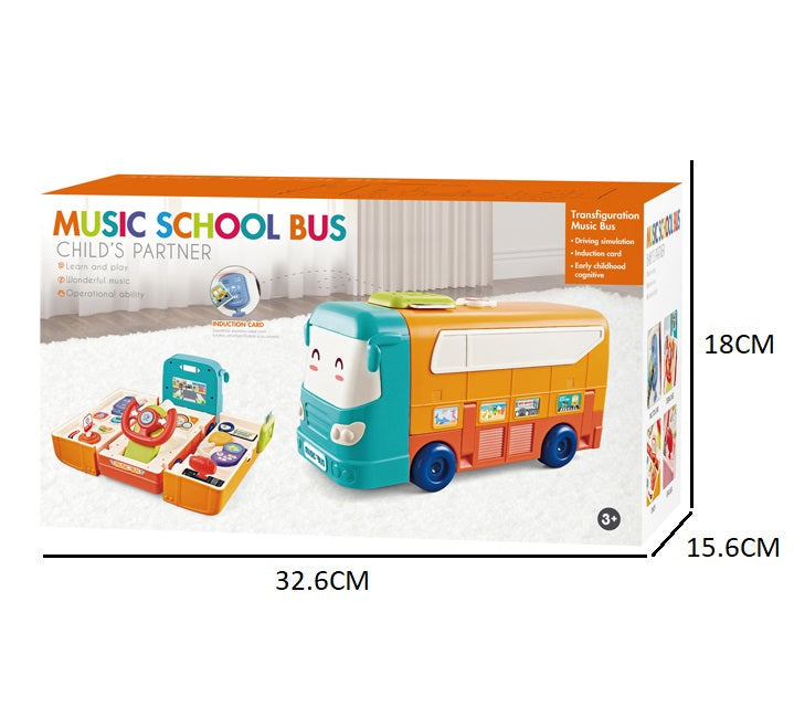 Little Angel – Kids Toy Educational Learning School Bus W/ Steering Wheel - Multicolor