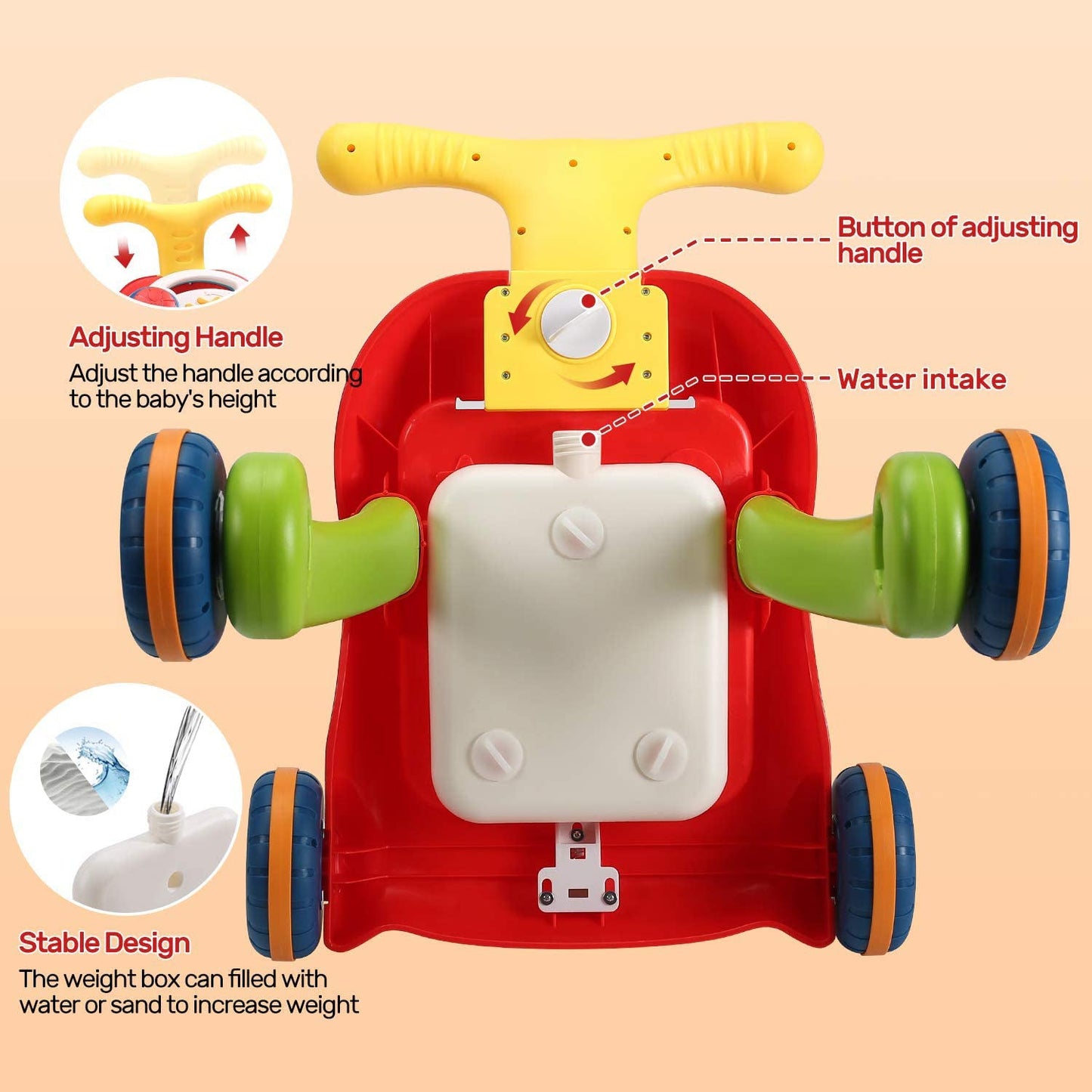 Little Angel – Learning Baby Walker with Ride-On & Push Walker 5 in 1