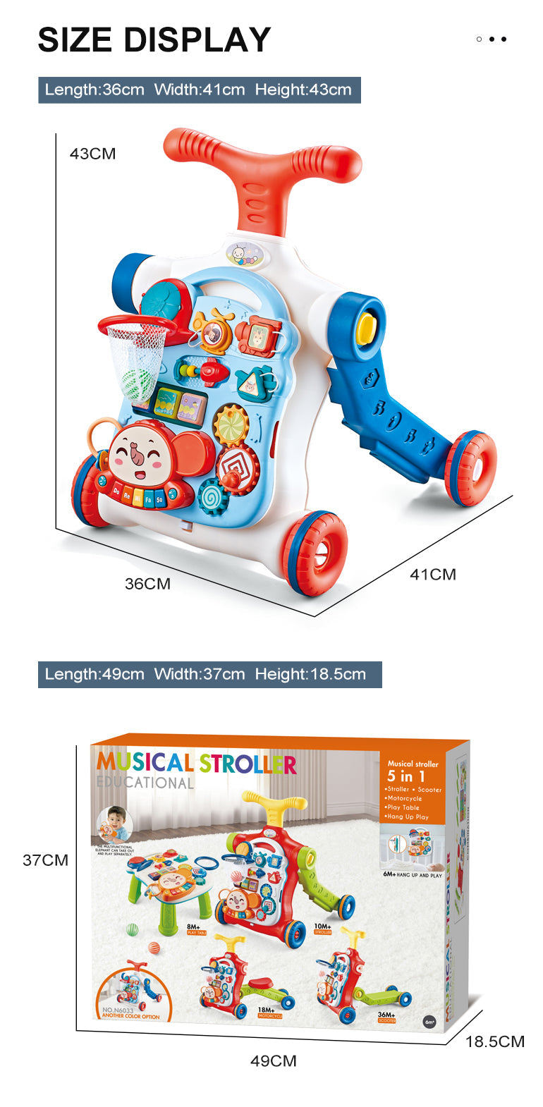 Little Angel – Learning Baby Walker with Ride-On & Push Walker 5 in 1