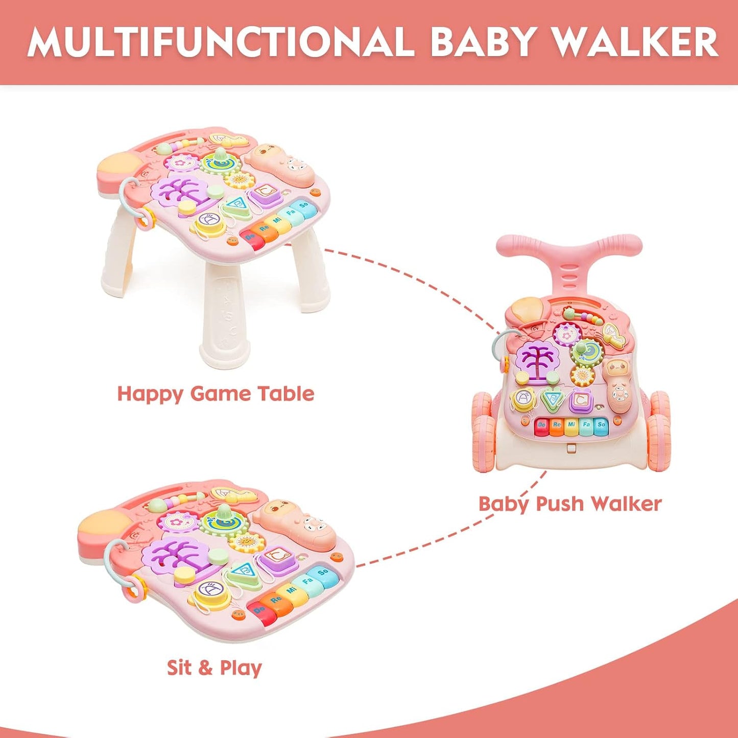 Little Angel – Learning Baby Walker with Musical Activity Board & Push