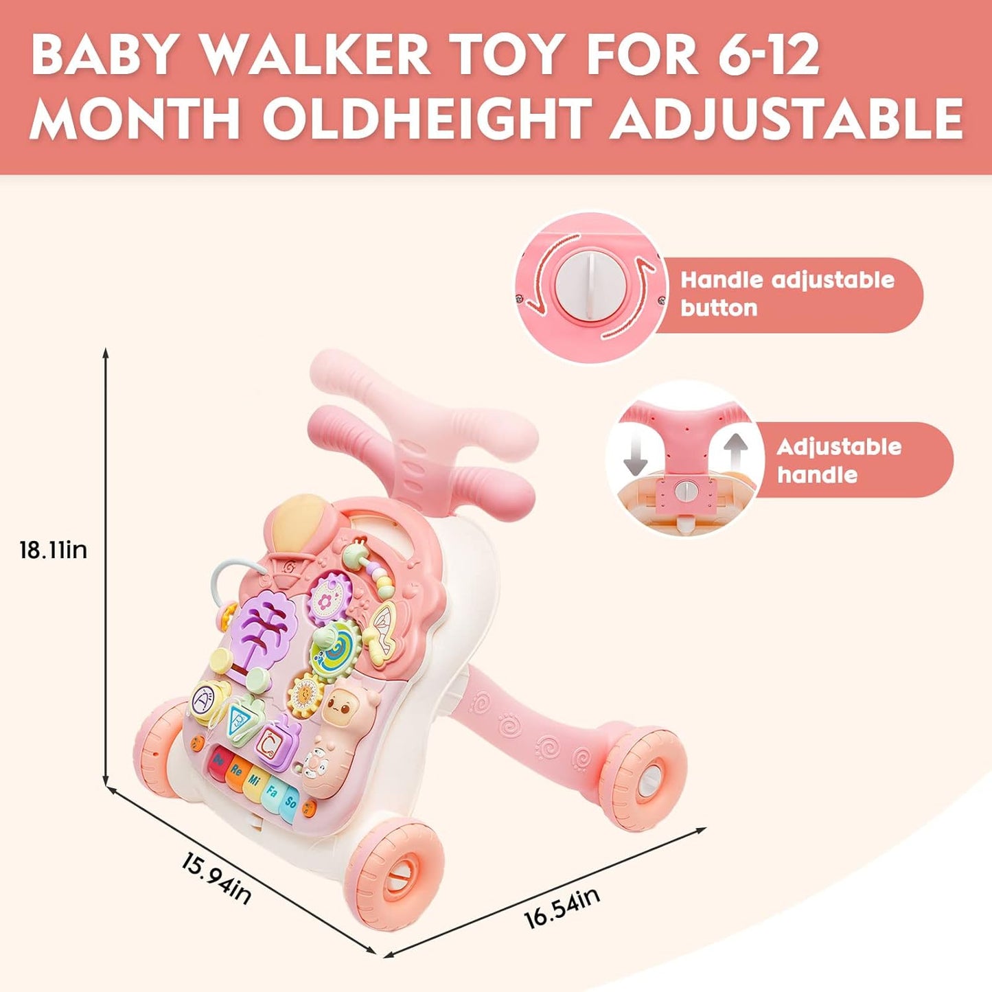 Little Angel – Learning Baby Walker with Musical Activity Board & Push