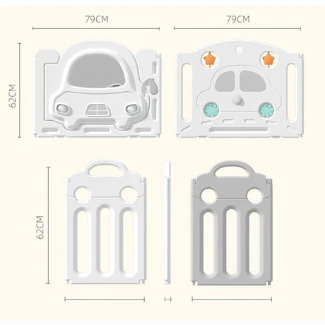 Little Angel Baby Playpen WithBasketball Hoop And Fence - White/Grey