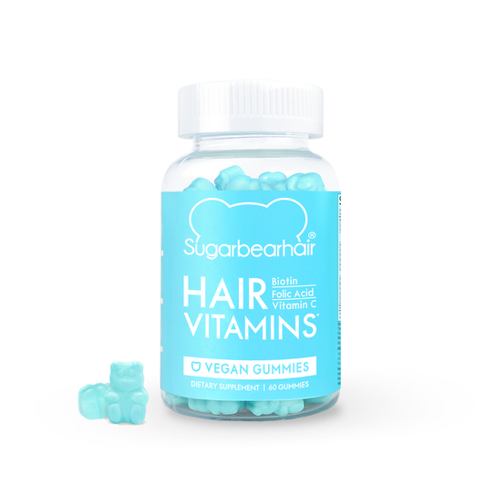 SugarBear Vegan Hair Vitamins with Biotin, Vitamin D, Vitamin B-12, Folic Acid, Vitamin A -  60 Gummies