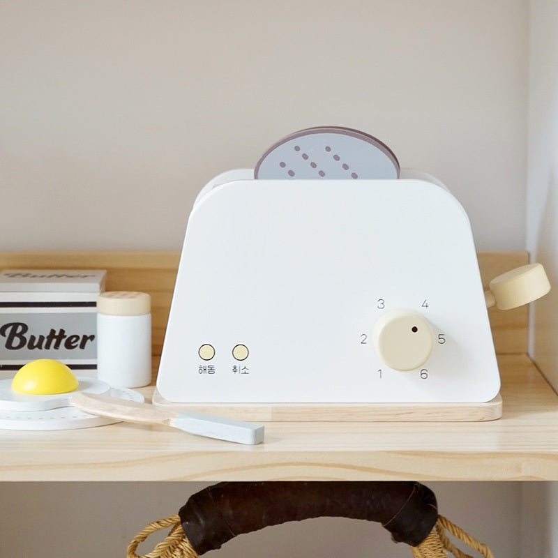 Little Angel - Kids Wooden Toaster Set – Pretend Breakfast Play Toy