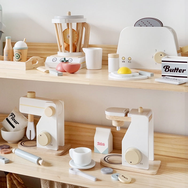 Little Angel - Kids Wooden Toaster Set – Pretend Breakfast Play Toy