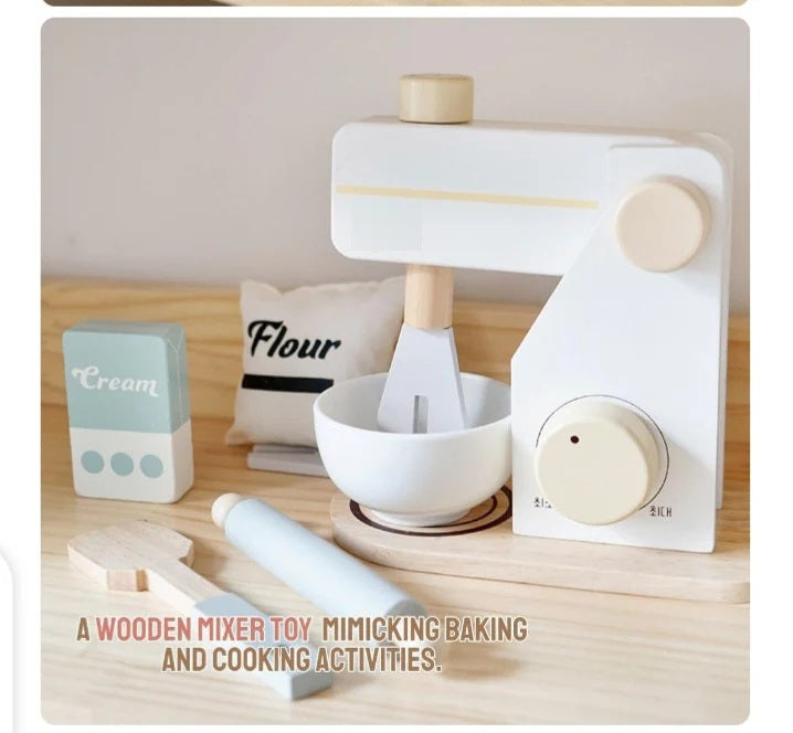 Little Angel - Kids Wooden Mixer Playset – Pretend Baking Kitchen Toy