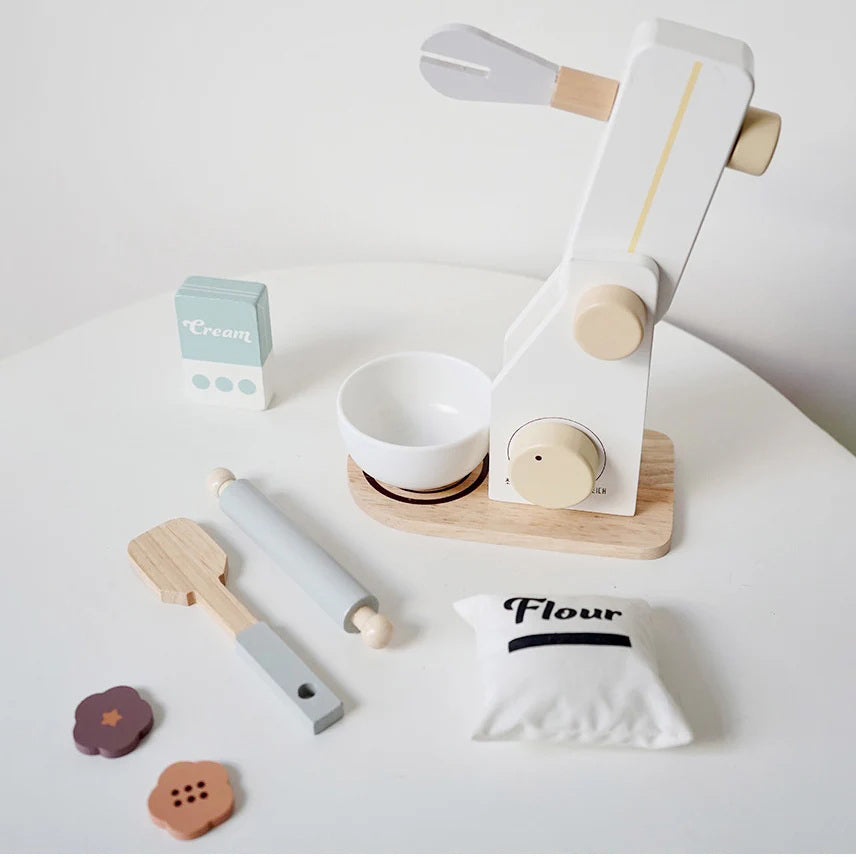 Little Angel - Kids Wooden Mixer Playset – Pretend Baking Kitchen Toy