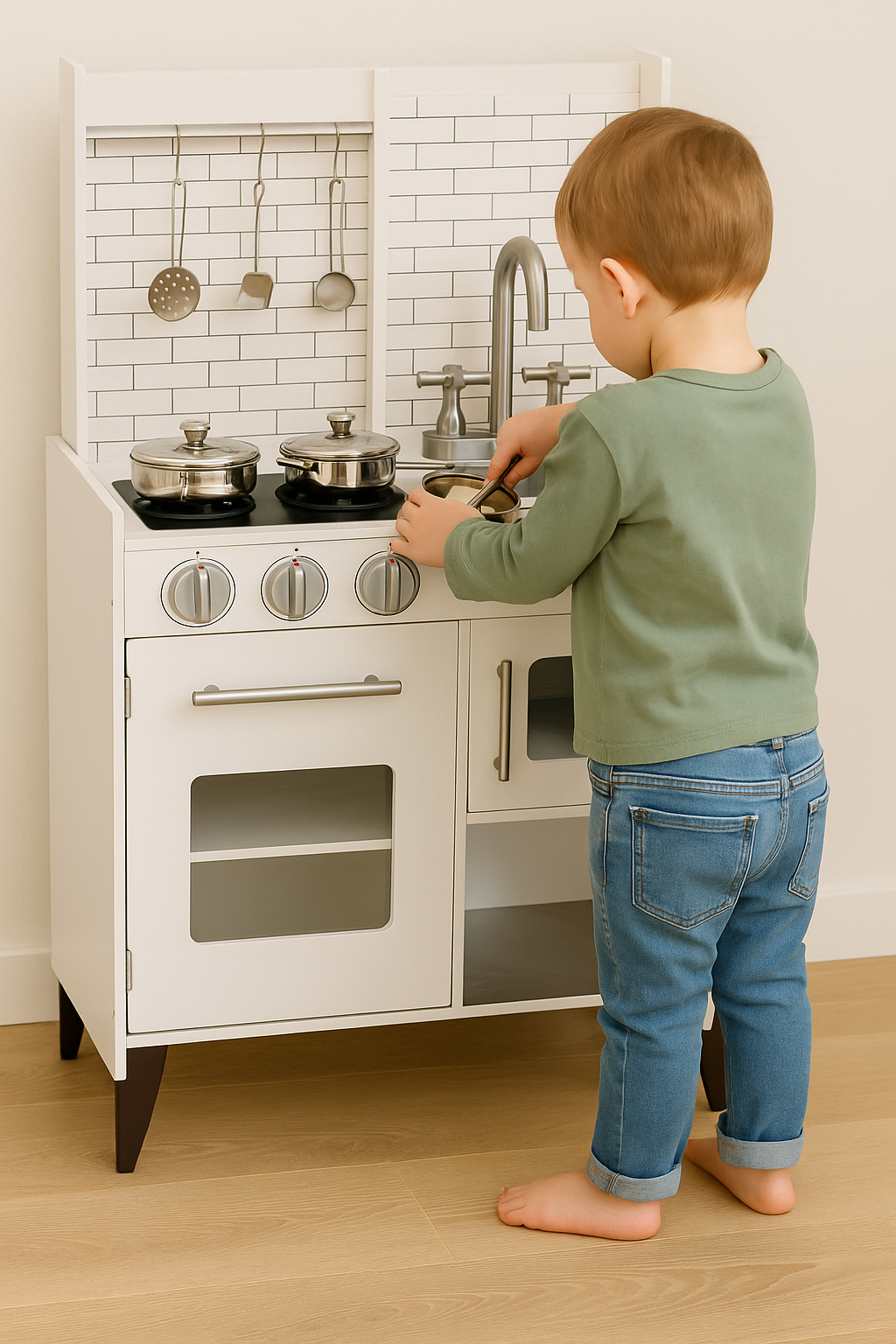 Little Angel - Kids Wooden Kitchen Set – Pretend Cooking Play Toy