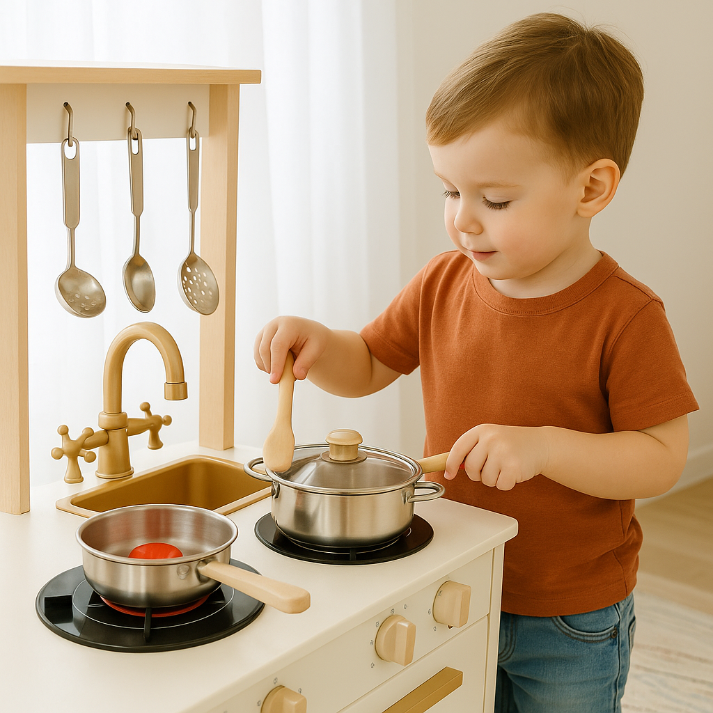 Little Angel - Wooden Kitchen Pretend Interactive Play Set