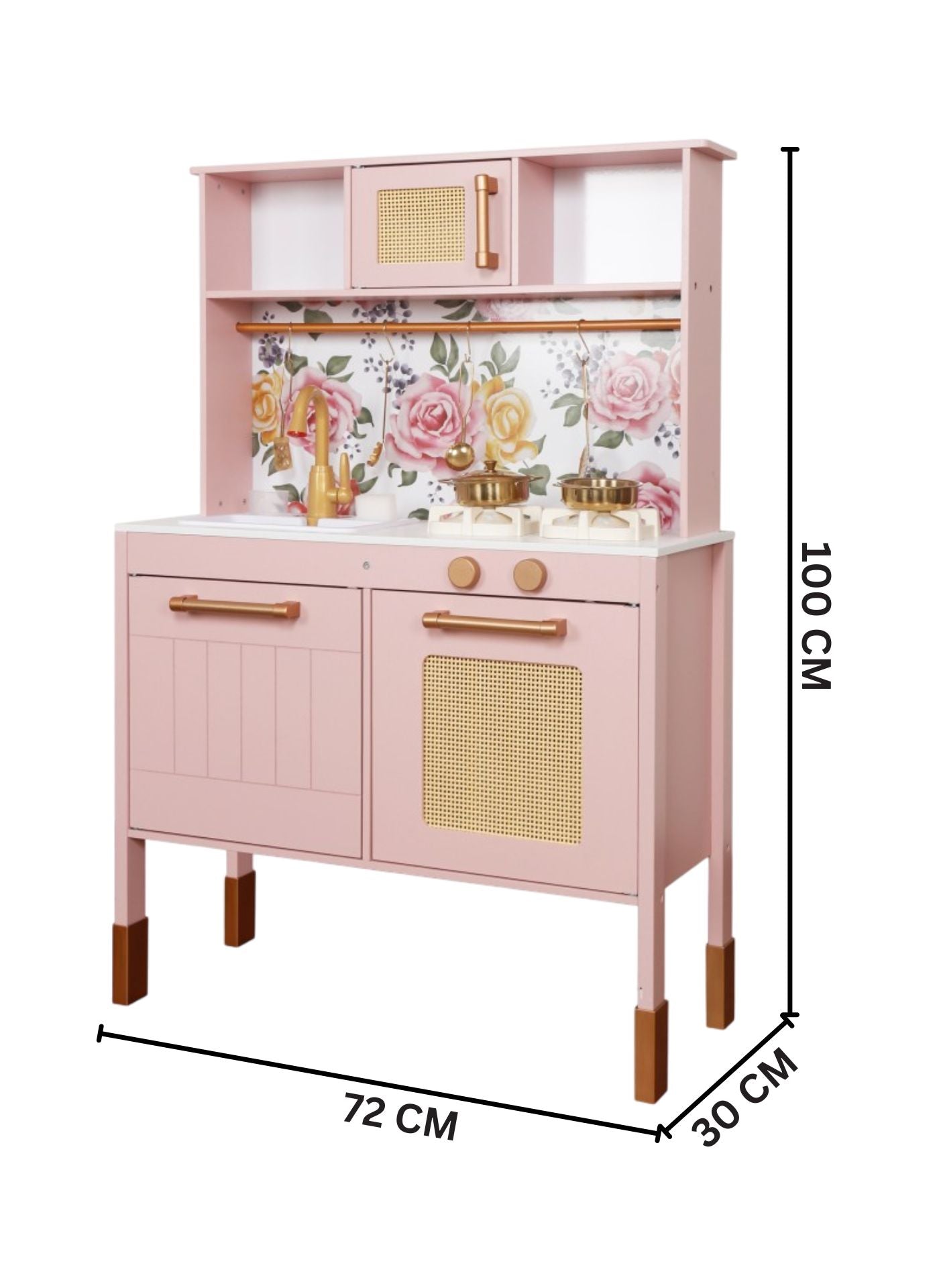 Little Angel - Kids Beautiful Wooden Kitchen Pretend Play Interactive Set - Pink