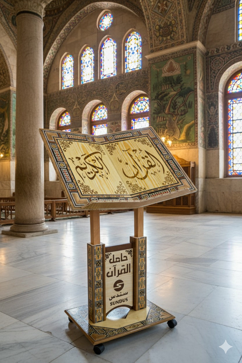 Large Damascene Mosaic Quran Holder from Sundus