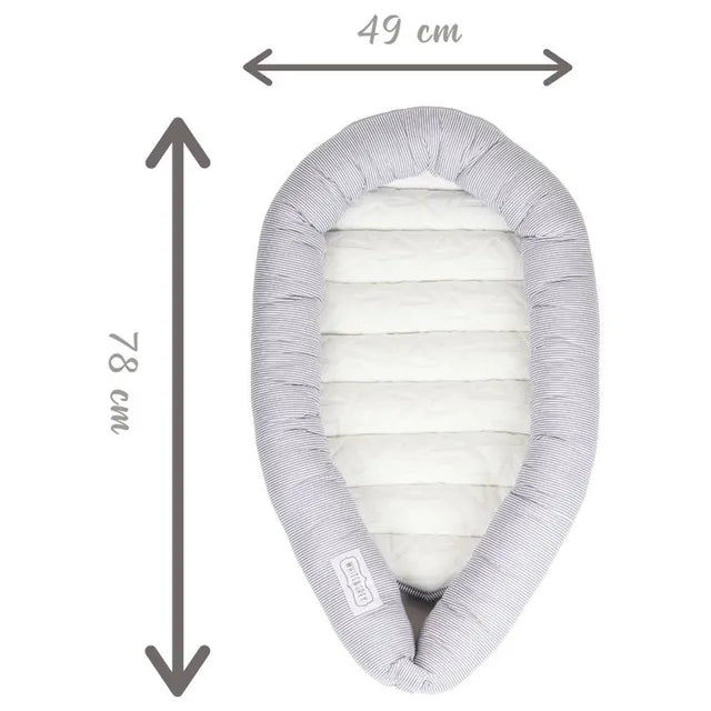 White&Grey - Baby Nest With Soft Paddings - Stripes