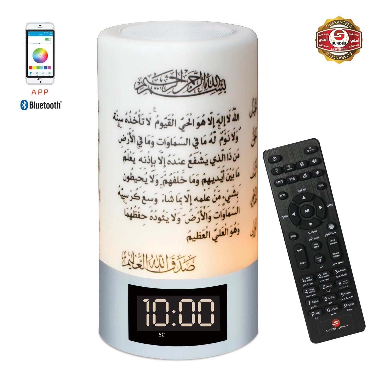 Portable Bluetooth Speaker with Built-in Light and Clock